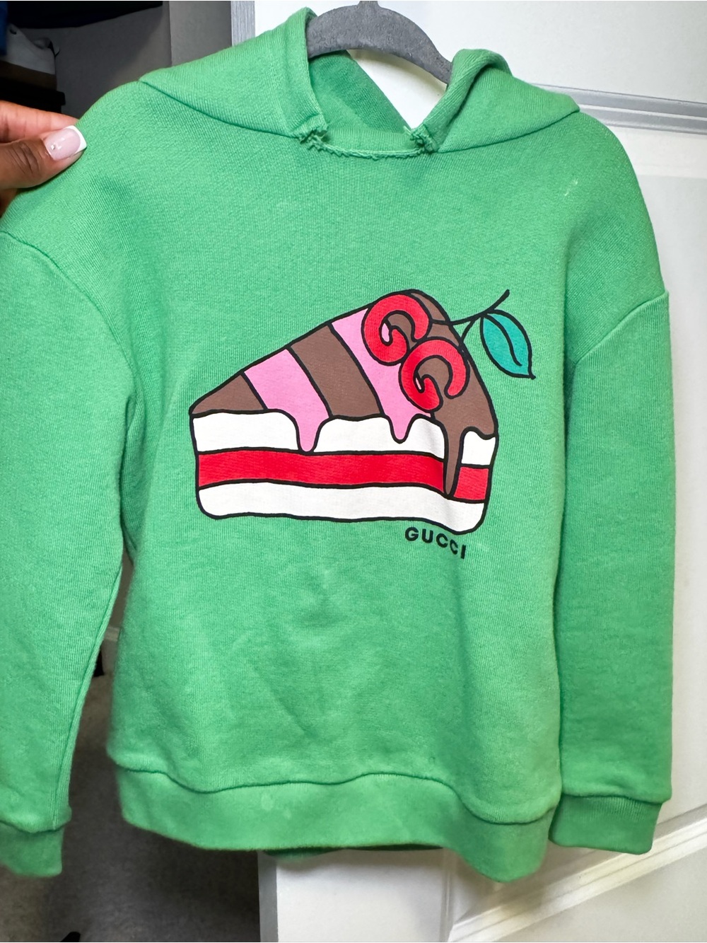 Gucci Green Hoodie with Colorful Cake Motif